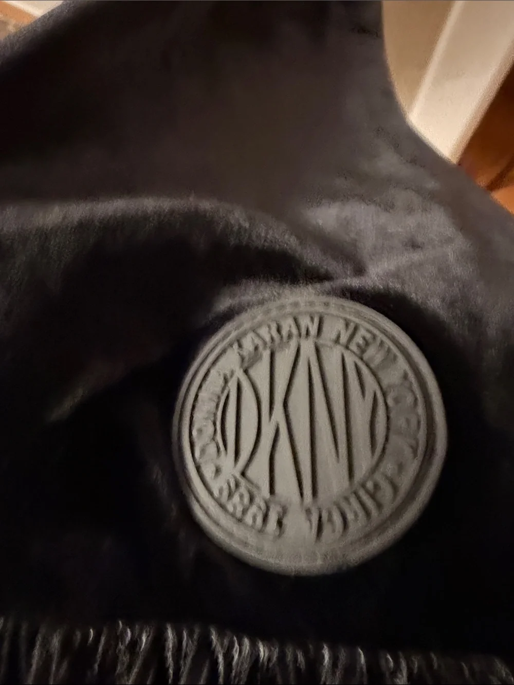 DKNY Black and Blue sequin wide stripe throughout Velvet Scarf like new